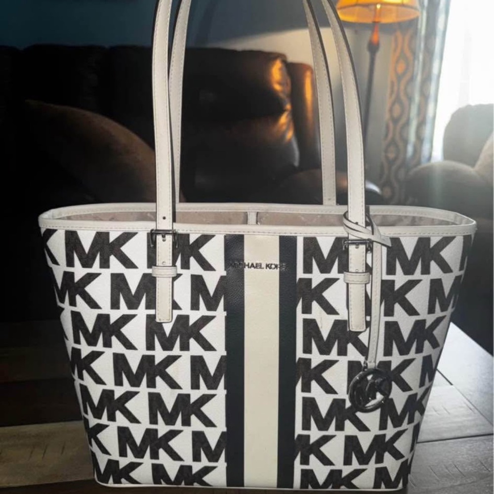 Michael Kors Black and White Tote Bag